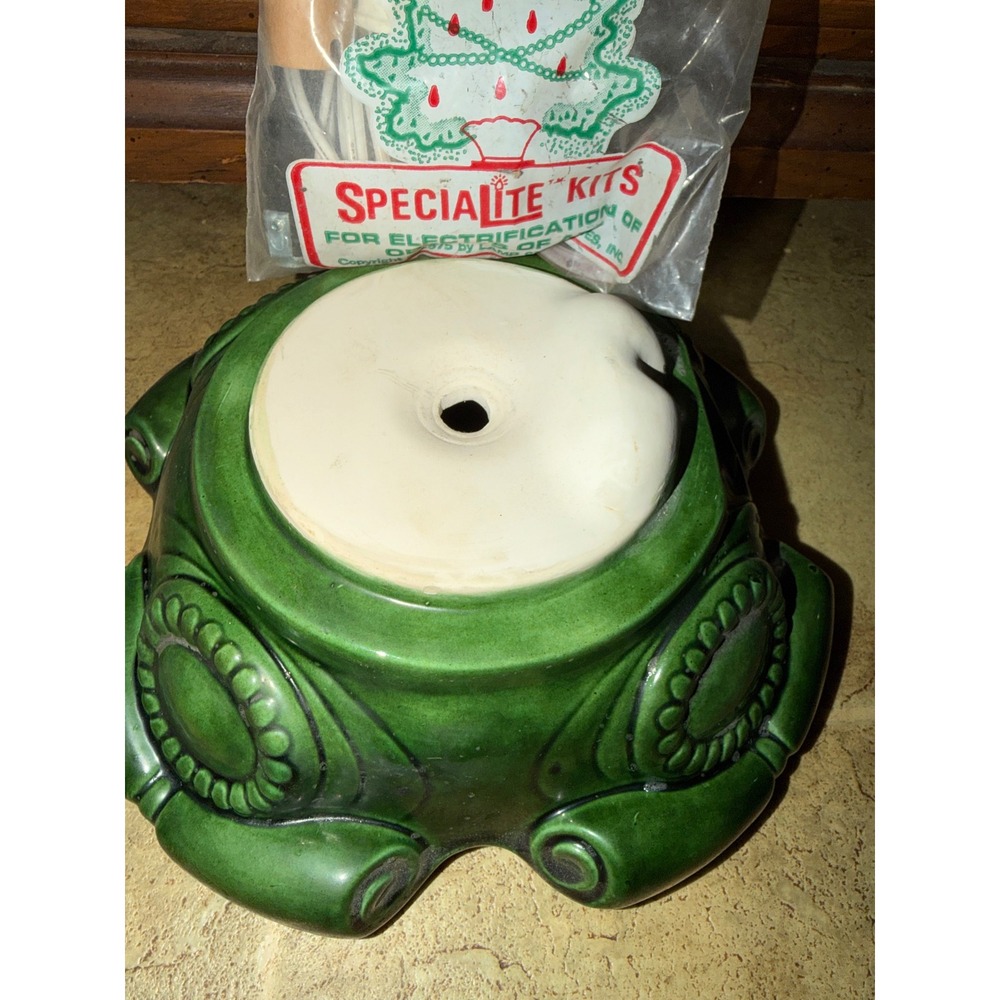 Vintage Green Ceramic Christmas Tree Base with Specialite Kits Light Kit DIY